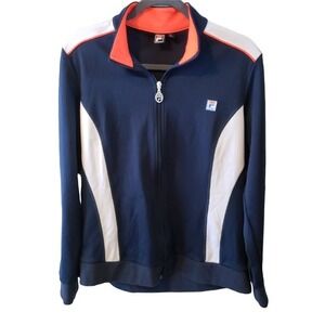 FILA Sport Navy Blue Track Jacket Full Zip Pockets | Men Size XL